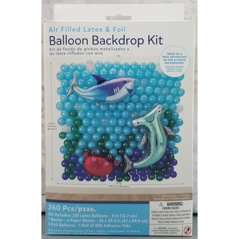 Dazzling Oceanic Sea Themed Balloon Backdrop Kit Wall Decoration 71" H x 75" W